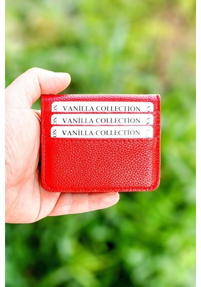 Vanilla Collection Süper Ince Ergonomik Deri Yeni Nesil Kartlık Cüzdan Portföy Kırmızı Kırmız
