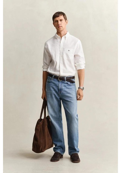 Gant Erkek Beyaz Regular Fit Logolu Gömlek-14838