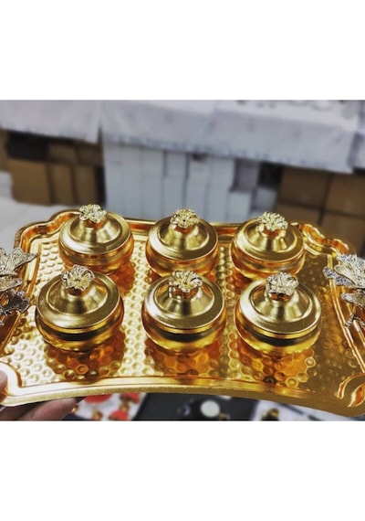 6'lı Papatya Kapaklı Gold Çay Ve Kahve Yanı Tombik Lokumluk, Şeke