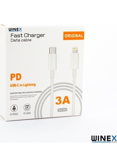 Winex Sx251M 3A 45W Type-Cto Lightning 1M Data Hızlı Şarj Kablosu
