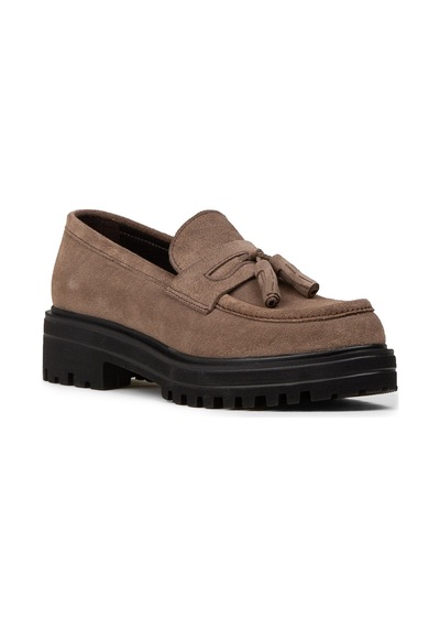 Deery Kadın Hakiki Süet Vizon Rengi Püsküllü Loafer - 02020zvzne01 vizon