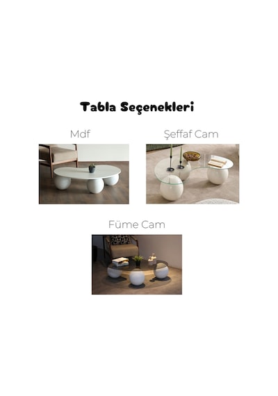Modern Orta Sehpa & Küre Sehpa & Top Sehpa & Cam Sehpa Antrasit
