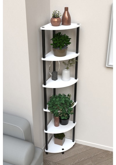 Flora 6 Raflı Moblen Çiçeklik Saksılık Balkon Bahçe Dekor Raf Stand-beyaz Beyaz