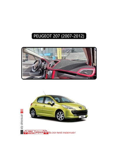 Peugeot 207 2007-2012 Torpido Koruma Halısı Siyah Kenar