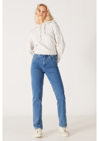 Wrangler Yüksek Bel Dar Paça Esnek Mavi Kadın Mom Jean Denim Kot Pantolon W27M68231 Mavi