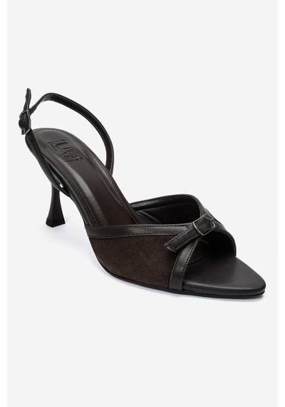 Luvi Shoes Ulea Kahverengi Cilt Süet Kadın İnce Topuklu Ayakkabı