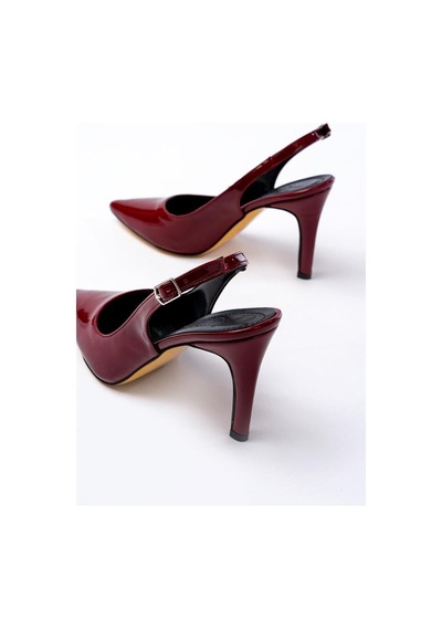 Alemdarshop St-1153 Bordo Rugan Günlük Arkası Açık 9 Cm Topuklu Kadın Ayakkabı