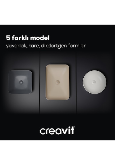 Creavit Ultra Dikdörtgen Çanak Lavabo 60cm Mat Siyah Ul060-00sm00e-0000