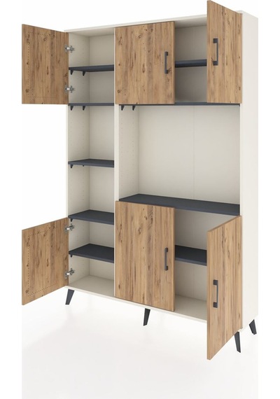 Arges Dolap 9 Raflı 6 Kapaklı 132x30x195 Aytaşı-çam/antrasit Aytaşı