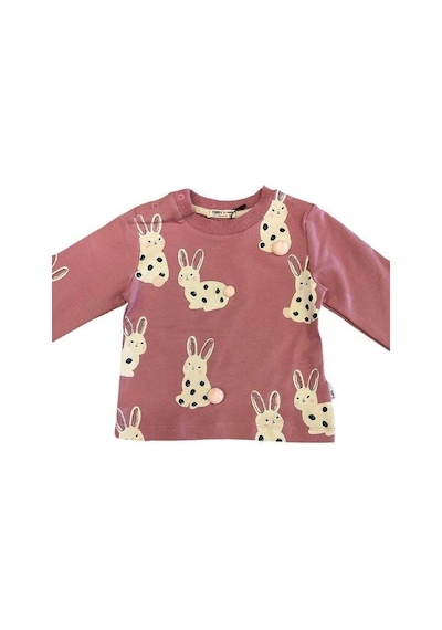 Zekids Kız Bebek Tavşan Baskılı Sweatshirt-14845 Gül Kurusu