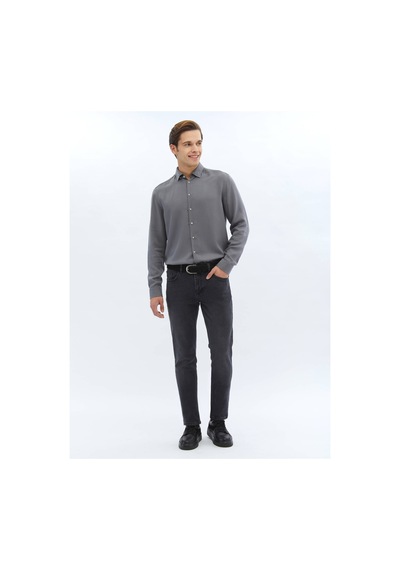 Kip Gri Fitilli Dokuma Casual Gömlek 4112030 Gri