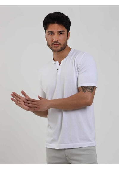 Dufy Beyaz Erkek Slim Fit Düz Düğmeli O Yaka Kazak - 104626-beyaz Beyaz
