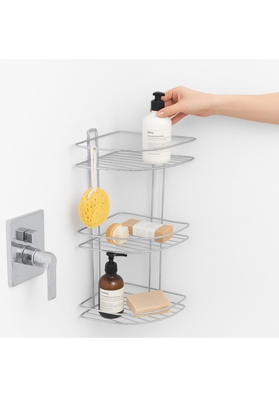 Banyo Duş Köşe Rafı Üç Katlı Krom Şampuanlık Paslanmaz Metal Duvar Tipi Düzenleyici Organizer Genel