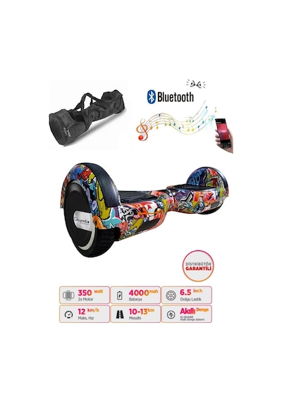 Citymate Elektrikli Kaykay Hoverboard Akıllı Denge 6.5 Inch + Hoverkart + Çanta Extrem Paket D11