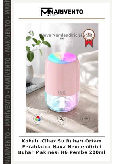 Kokulu Cihaz Su Buharı Ortam Ferahlatıcı Hava Nemlendirici Buhar Makinesi H6 Pembe 200ml