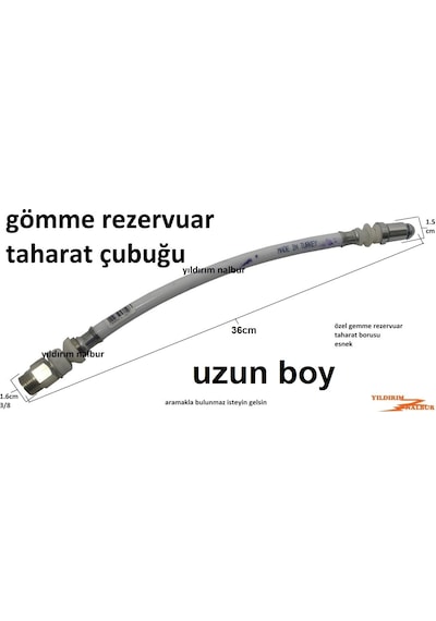 Gömme Rezervuar Taharat Çubuğu Esnek 36cm Duble Uzun Boy Taharet