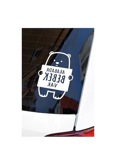 Araba Ve Laptop İçin 16x12 Cm Ayıcık Temalı Sticker Abanoz