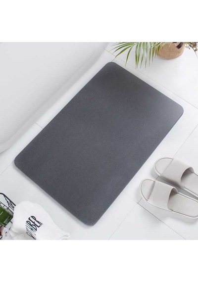 Diatom Paspas Süper Emici Taş Paspas Su Çeken Paspas Banyo Paspası Lavabo Paspası Koyu Gri