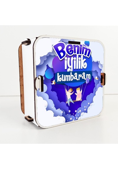 Benim Ahşap İyilik Kumbaram Eğitici Dekoratif Demonte Çocuk Kumbarası