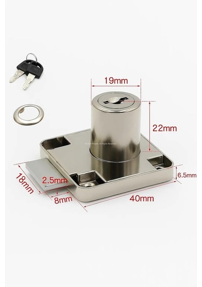 Profesyonel Kare Çekmece Kilidi, Nikel, Krom, 22 Mm, 4x4 Cm, 2 Anahtarlı, Yüksek Kaliteli, Güvenli Kilit, Dayanıklı, Ofis, Evrak Dolabı Uyumlu, Kolay Montaj, Mobilya Çekmece Kilidi 2 Adet Beyaz Kapı Stoperi Model