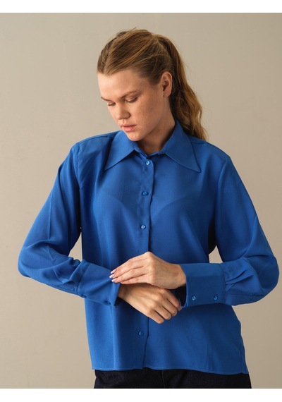 Xint Mavi Oversize Vatkalı Gömlek 750978