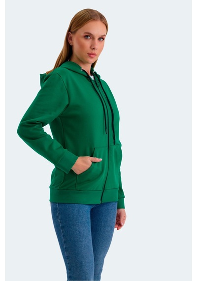 Slazenger Katya Kadın Fermuarlı Kapüşonlu Cepli Nane Sweatshirt Çok Renkli