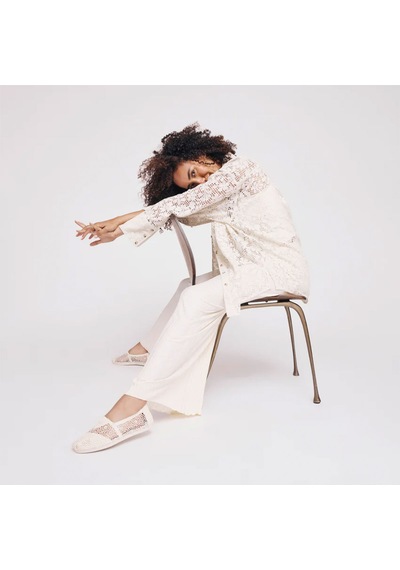 10016241 Natural Espadril Kadın 10016241 10016254 10021935 Toms Alpargata Classıc Moroccan Crochet Beyaz