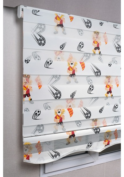 Etekli Galatasaray Taraftar Aslan Desenli Genç Odası Zebra Stor Güneşlik Perdeler
