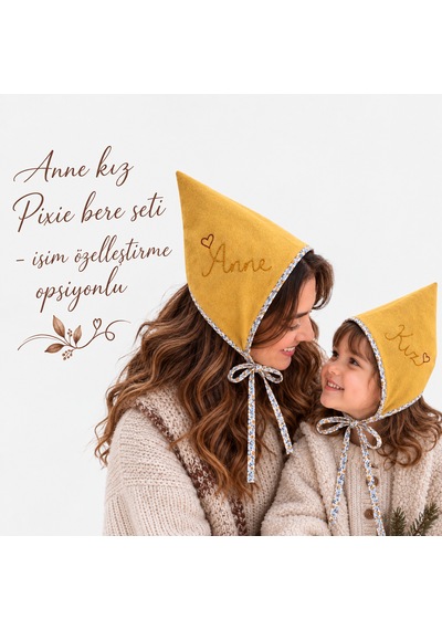 Bebe Anne Kız Bere Seti Sarı