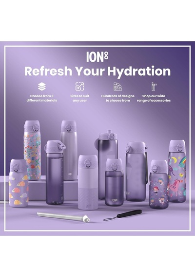 Ion8 - Paslanmaz Çelik Çocuk Suluk - Açık Mor - 400 Ml - Sızdırmaz Genel
