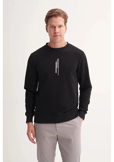 Cazador Slim Fit Mevsimlik 3 İplik Pamuk Karışımlı Sweatshirt-54185 Siyah