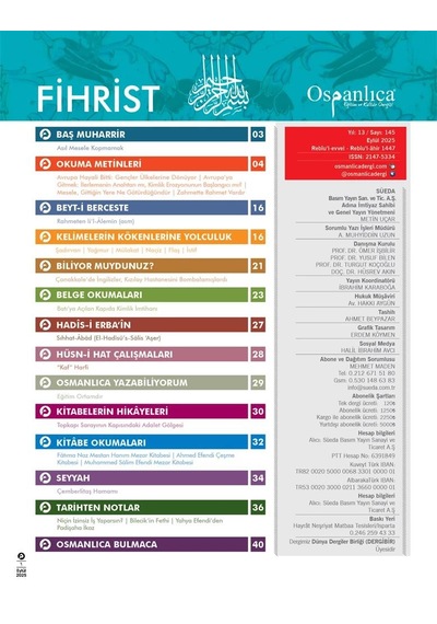 Eylül 2025 Osmanlıca Dergisi