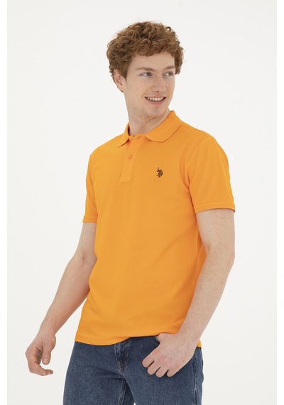U.S. Polo Assn. Erkek Slim Fit Polo Yaka Turuncu Basic Tişört 50279573-VR051
