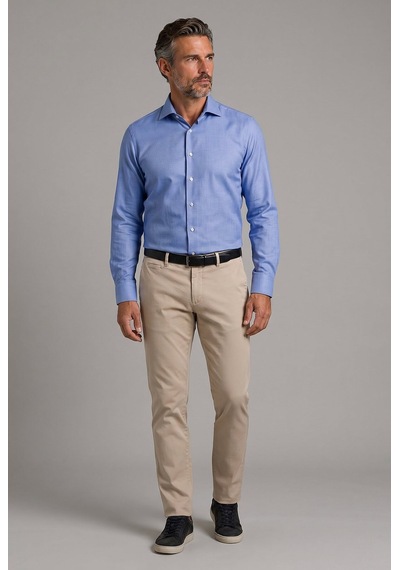 Bisse Mavi Regular Fit Pamuk Cepsiz Klasik Uzun Yaka Gömlek Gmkls252204 D35