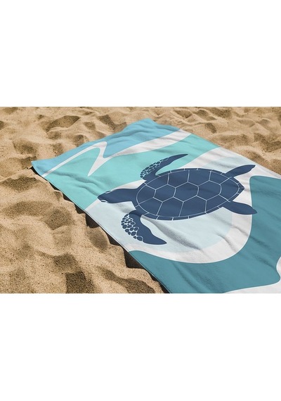 Plaj Havlusu Kaplumbağa Dijital Baskılı 70x150 Cm Plaj Havlusu - Turkuaz Diğer