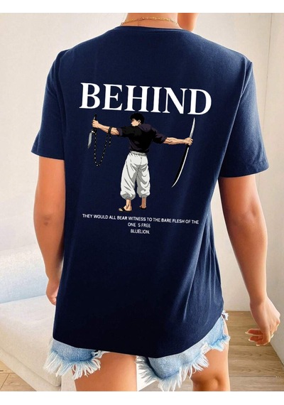 Uyguntarz Unisex Toji X Baskılı Tasarım Tshirt Lacivert