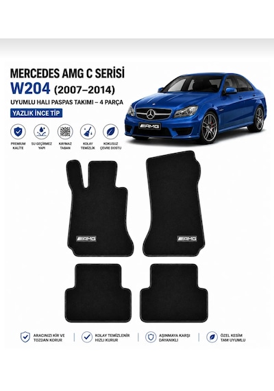 Mercedes Amg C Serisi W204 2007 2014 Uyumlu Halı Paspas Takımı 4 Parça Yazlık İnce