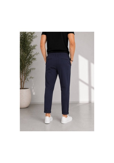 Neco Giyim Erkek Jogger Dar Kesim Beli Lastikli Bağcıklı Duble Paça Pantolon Lacivert