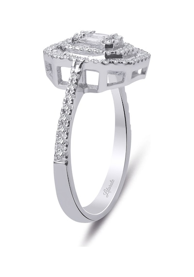 0.60 Ct Çift Sıra Baget Kare Tektaş Yüzük