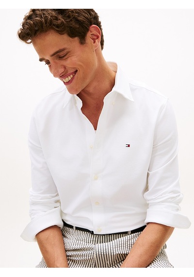Tommy Hilfiger Performance Pıque Oxford Erkek Beyaz Uk Gömlek - Mw0mw41781