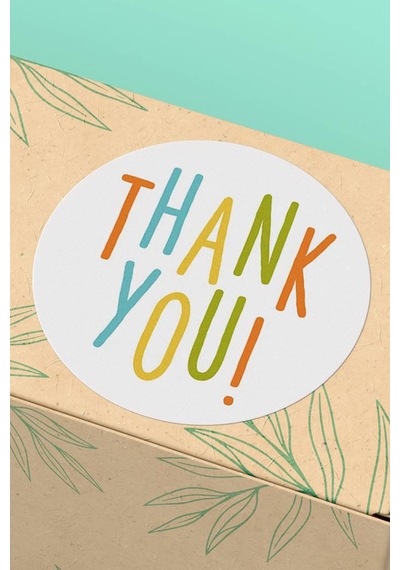 Renkli Thank You Hediye Kargo Paketleme Sticker 3x3cm St2124 Çok Renkli