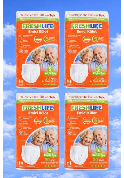 Freshlife Emici Külot S Beden Küçük Boy 30 Adet Yetişkin Hasta Bezi Unisex S