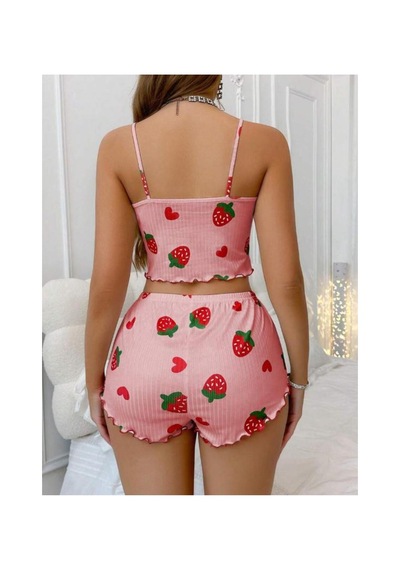 Selveta Kadın Penye İp Askılı Şortlu İnce Çilek Desen Gecelik Pijama Takımı Çok Renkli Selveta Kadın Penye İp Askılı Şortlu İnce Çilek Desen Gecelik Pijama Takımı Çok Renkli