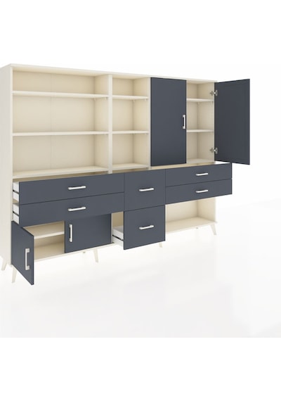 Arges Dolap 10 Raflı 6 Çekmeceli 4 Kapaklı 220x30x163 Aytaşı-antr Aytaşı-antrasit