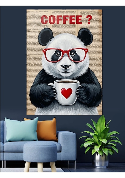 Ahşap Tablo Kalpli Panda Sevimli Dost Çocuk Odası Tabloları