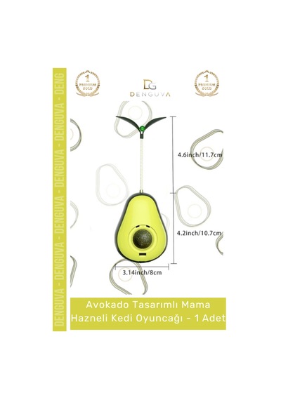 Kedioyuncağı Avokado Şeklinde Kedi Naneli İnteraktif Hareketli Eğitici Ödül Kapak Mama Hazneli Kedi
