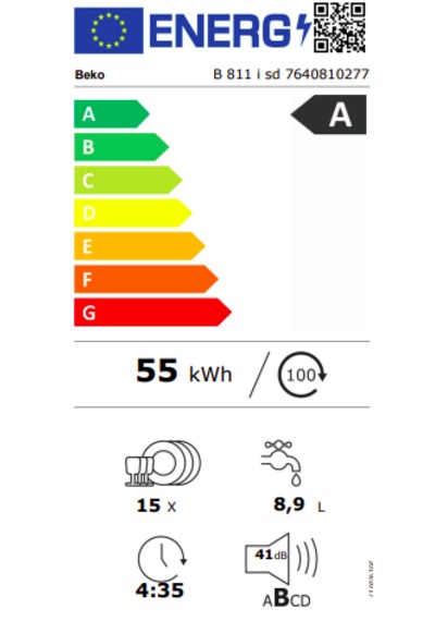 Beko B 811 İSD Yapay Zekalı Premium Serisi 15 Kişilik Solo Bulaşık Makinesi