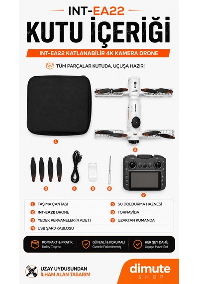 Katlanabilir 4k Kamera Drone Wifi Fpv, 360 Takla, Işık Sensörü Int-ae22