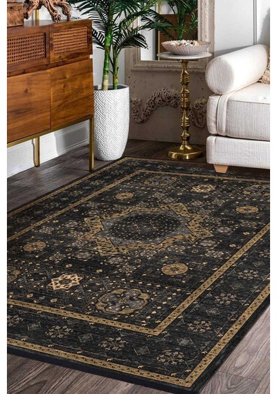 Frenda Home Fas Kapısı Desenli Yıkanabilir Pamuk Taban Halı Vizon