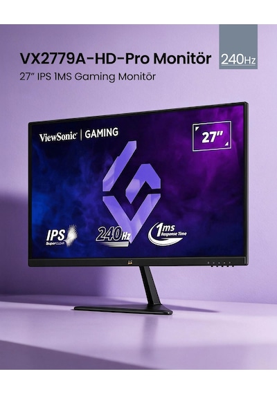 Vıewsonıc 27" Vx2779a-hd-pro 1ms 240hz Hdmı Dp Gamıng Monıtor